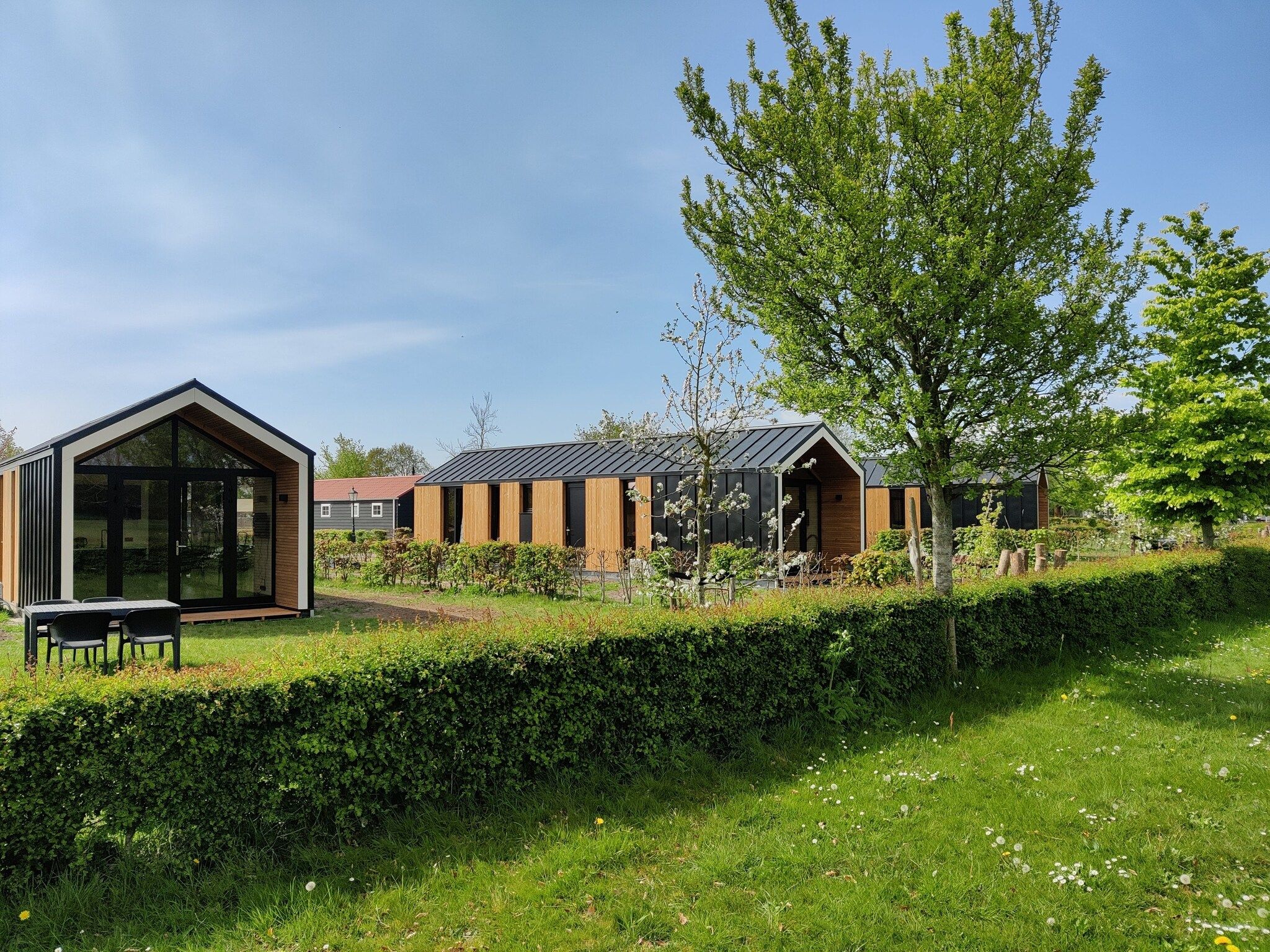 De tuin van Vakantiepark Eigen Wijze 11 in Bant