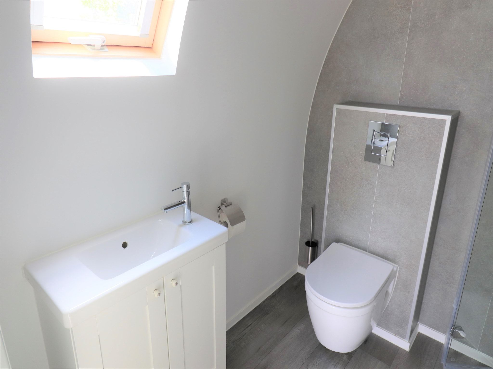 De badkamer van Wellness lodge Wulp 2p in Drenthe