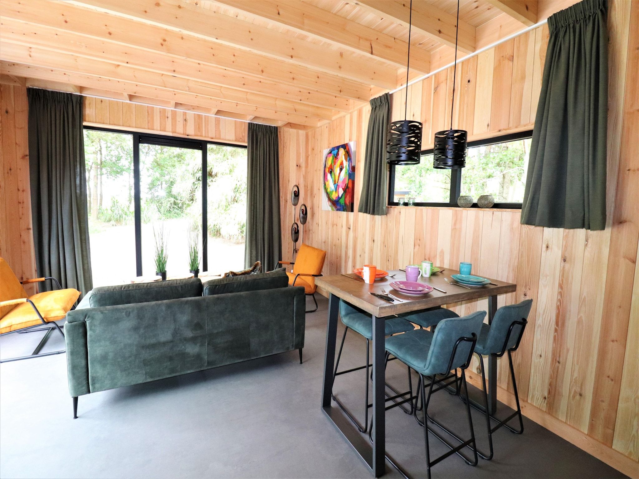 De woonkamer van Wellness lodge Grutto 2p in Dalerveen
