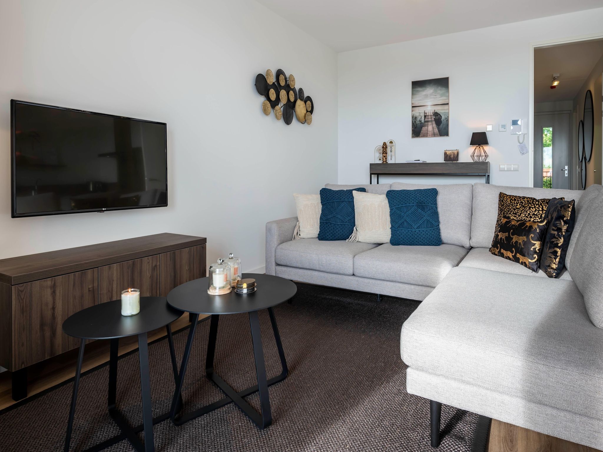 De woonkamer van Harbour Loft 1i Résidence Marina havenzicht in Kamperland