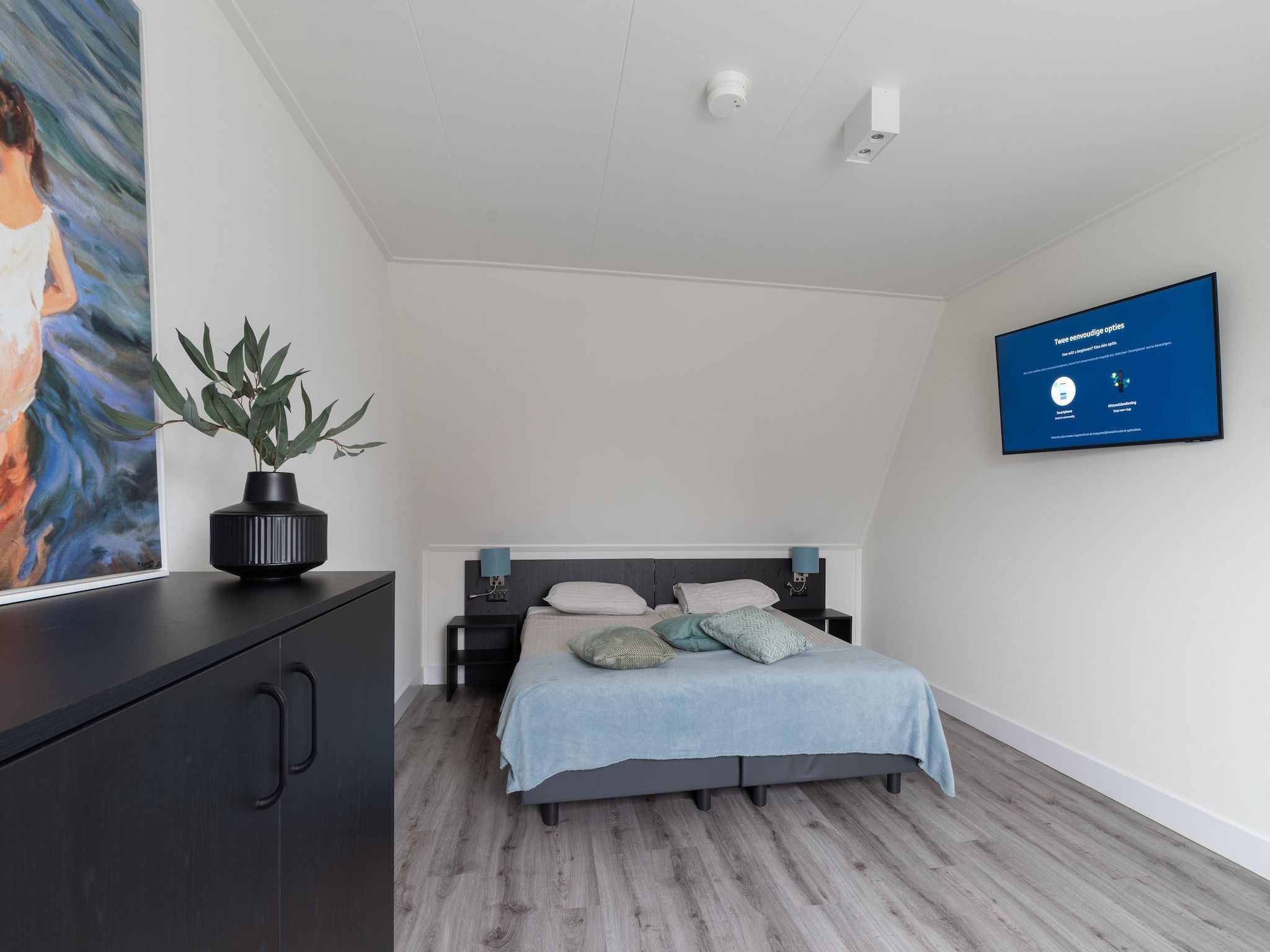 Een slaapkamer van 6 persoons vrijstaand met sauna/hond in Colijnsplaat