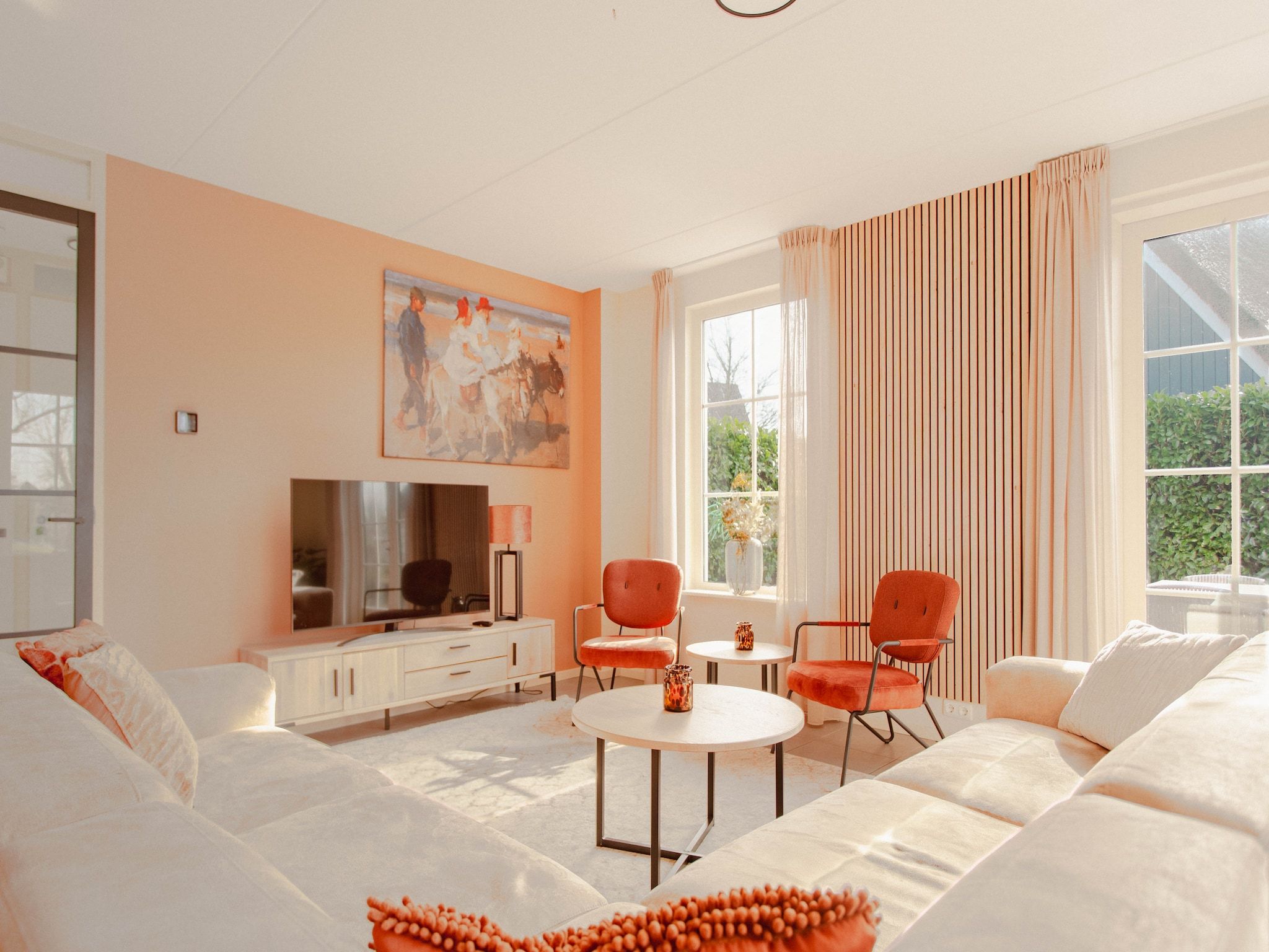 De woonkamer van Beachvilla Royaal met Sauna - 10 personen in Makkum