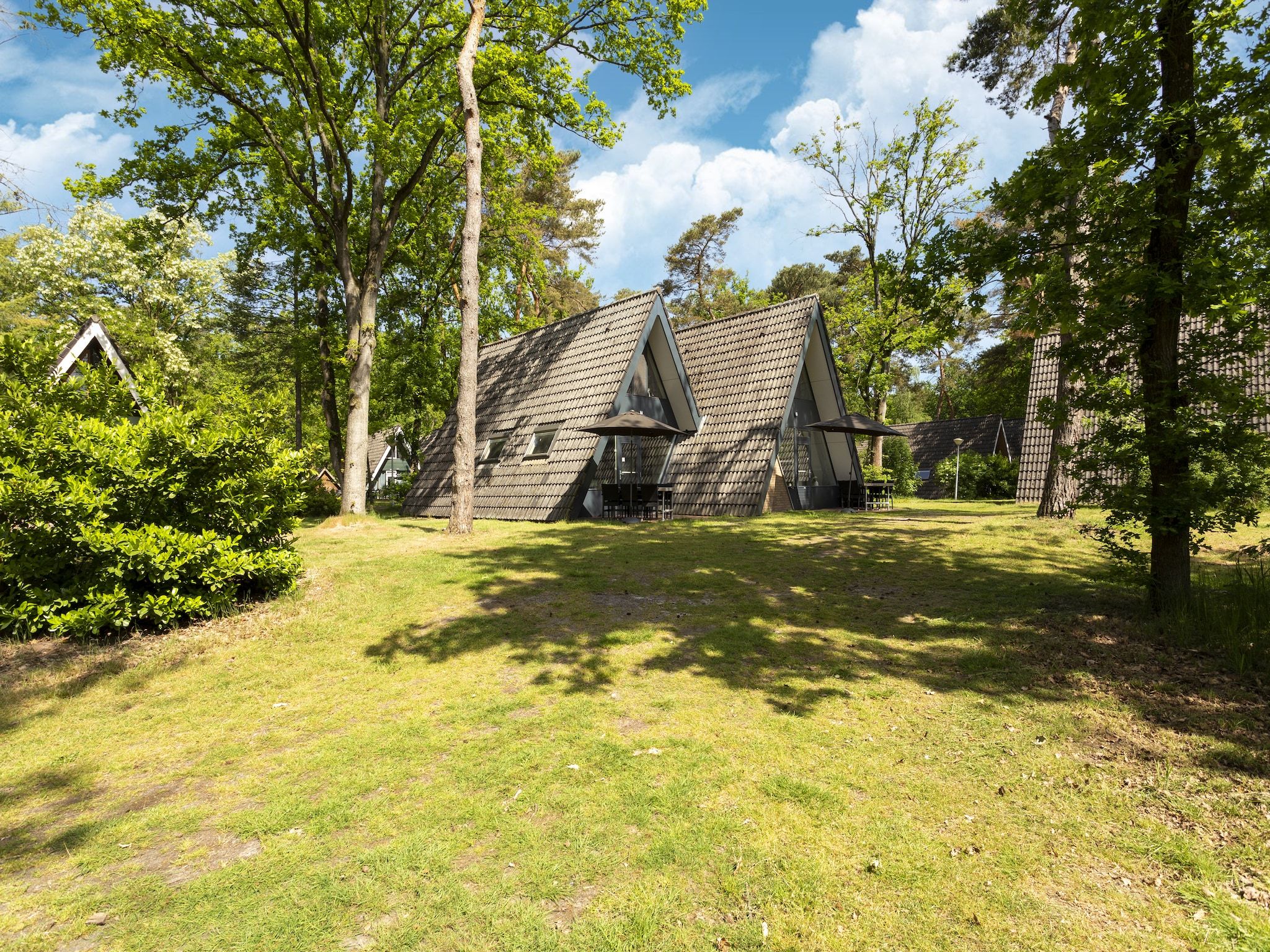 De tuin van Combi bungalow Vosseven 84 & 85 in Stramproy