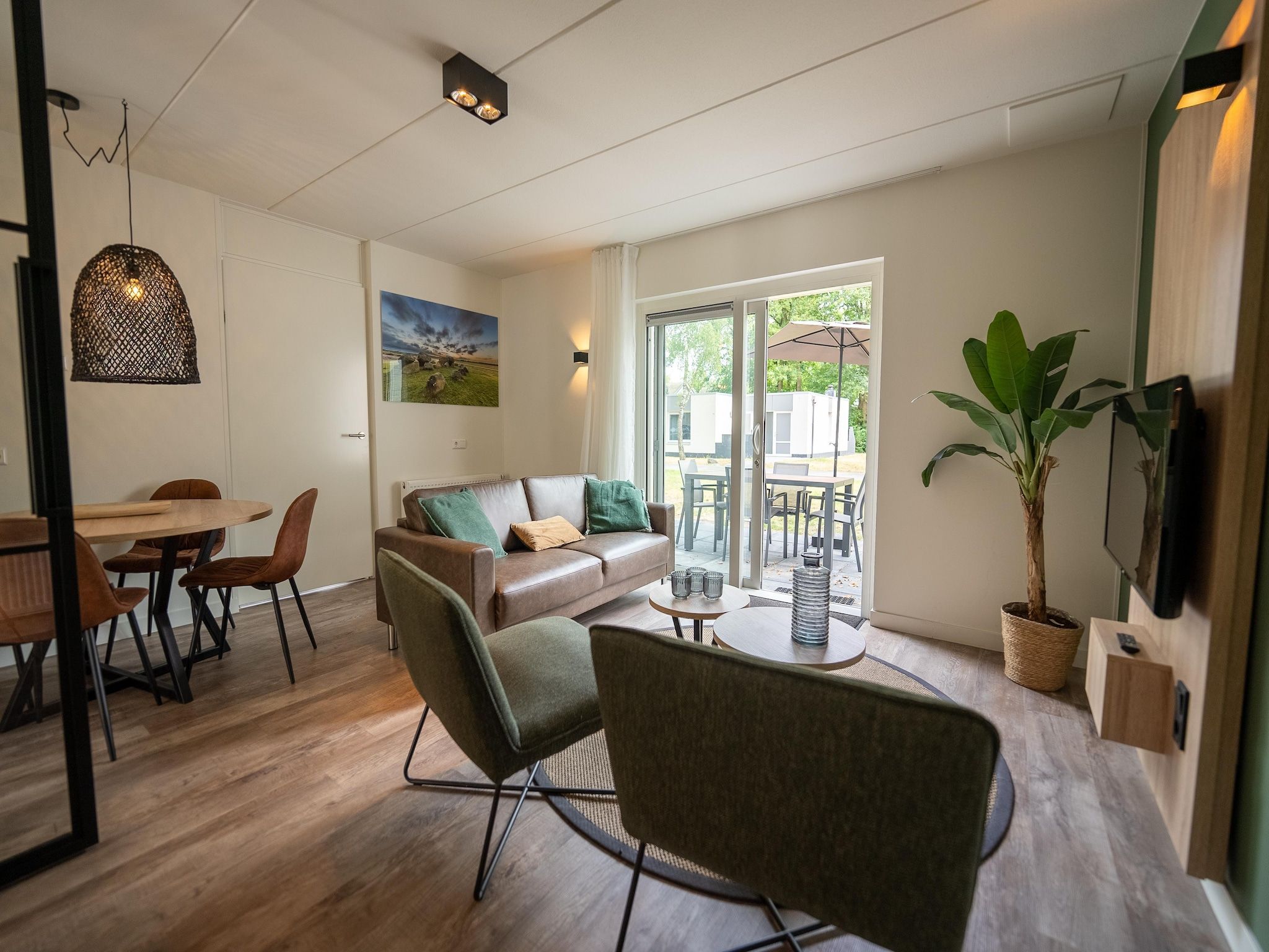 De woonkamer van Vakantiepark Hunzedal 18 in Borger