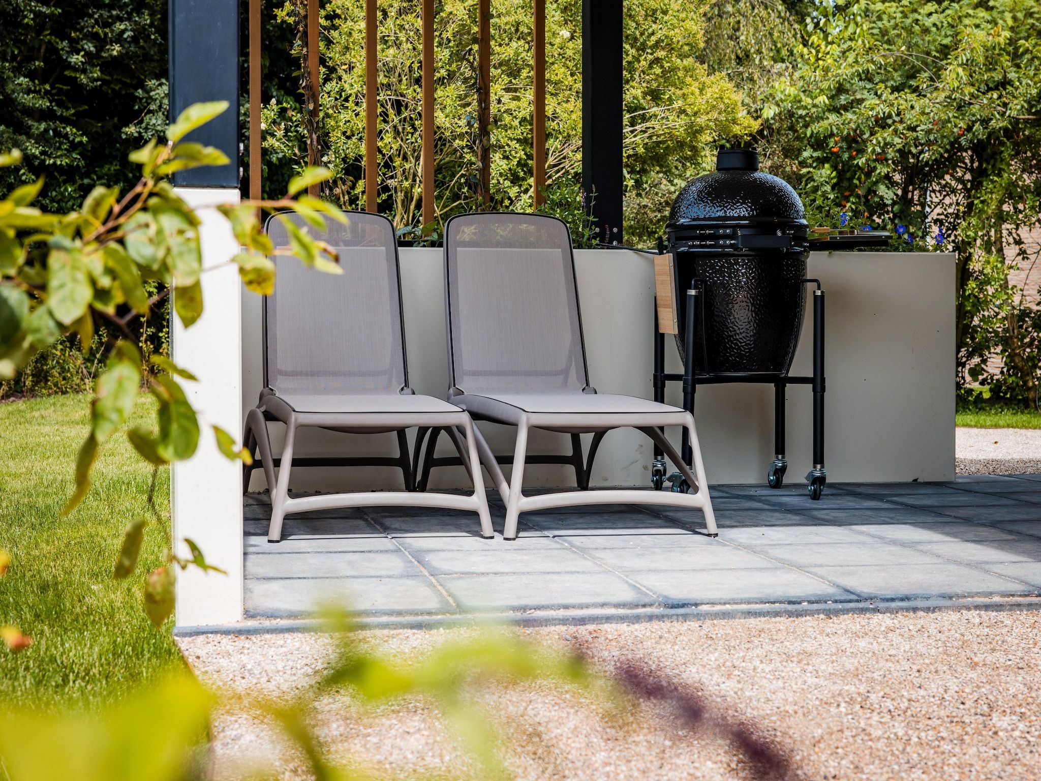 De tuin van Dwergarend 17-26 in Voorthuizen