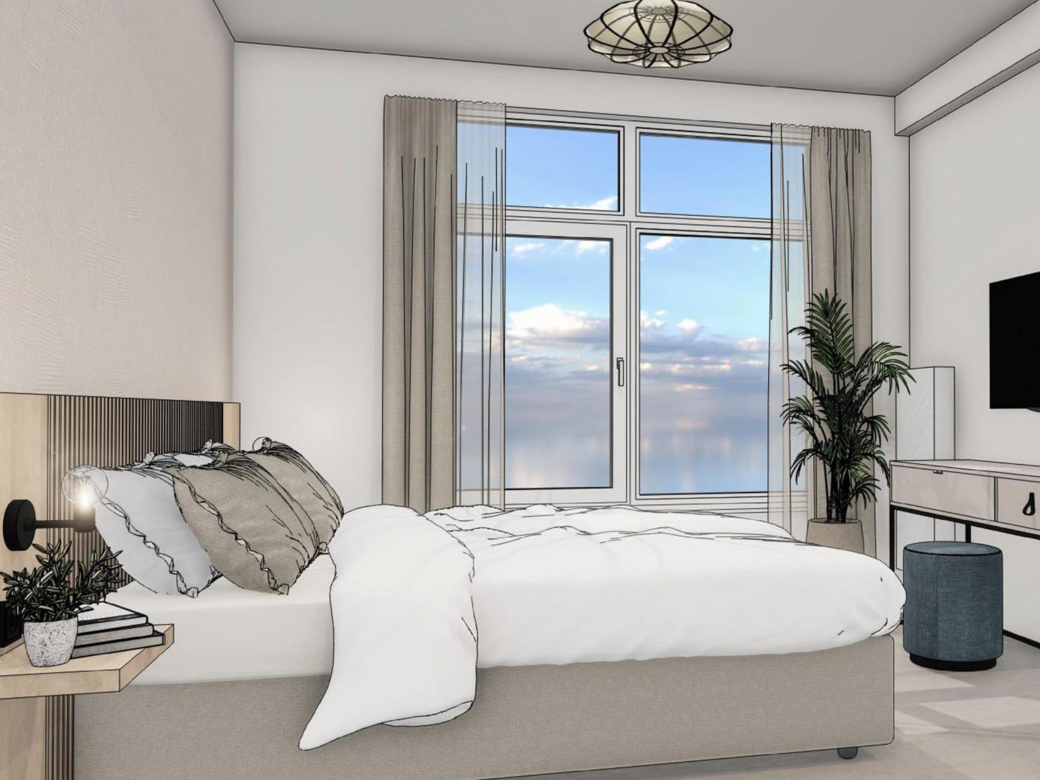 Een slaapkamer van Nieuwstraat 1  Zoutelande 'Kurhaus - 14 met sauna in Zoutelande