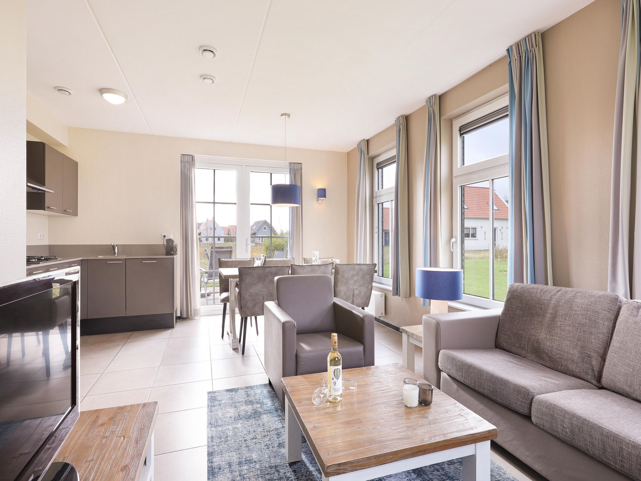 De woonkamer van Strand Resort Nieuwvliet-Bad 11 in Nieuwvliet
