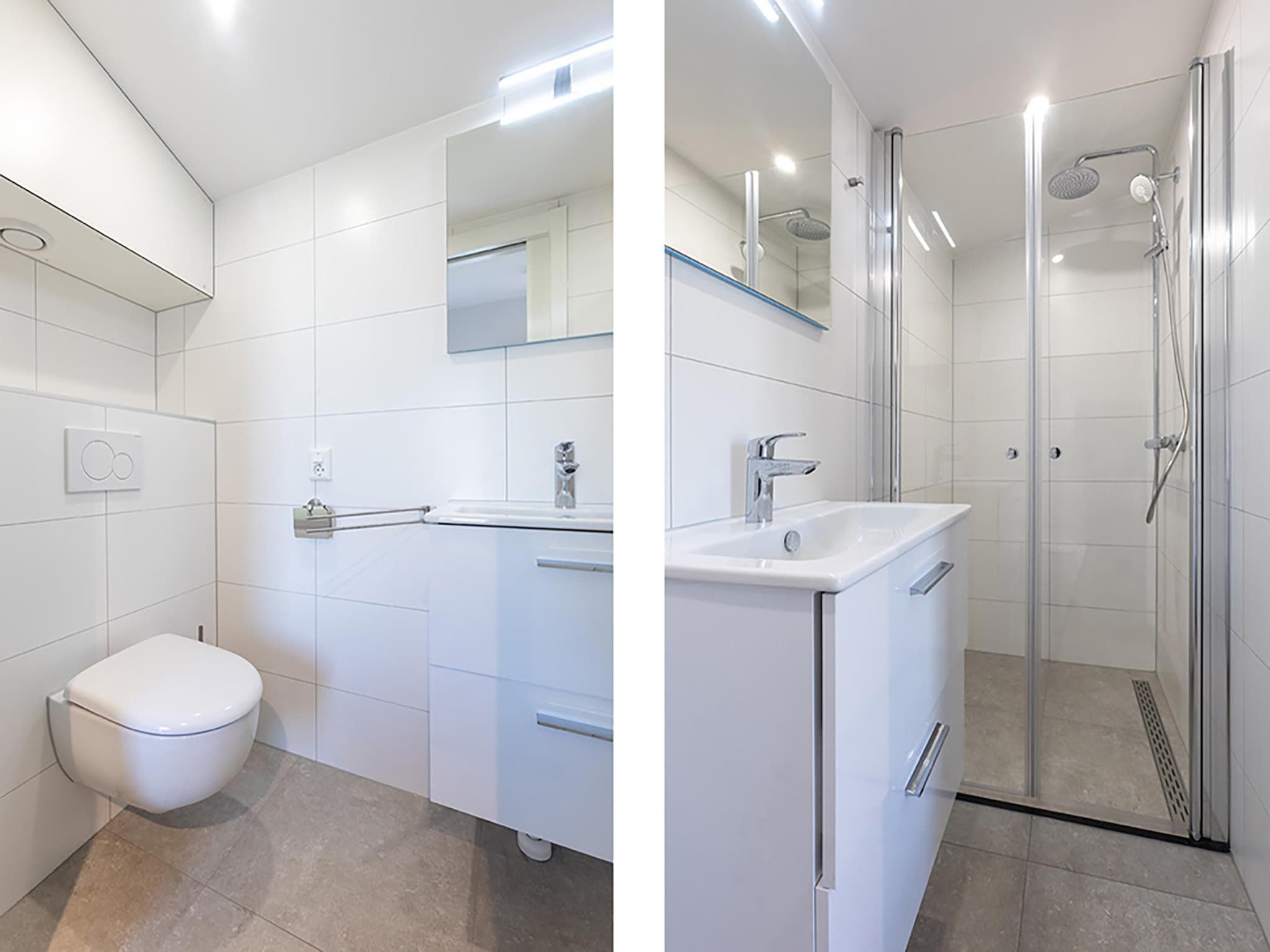 De badkamer van Docklodge 18 in Delfstrahuizen