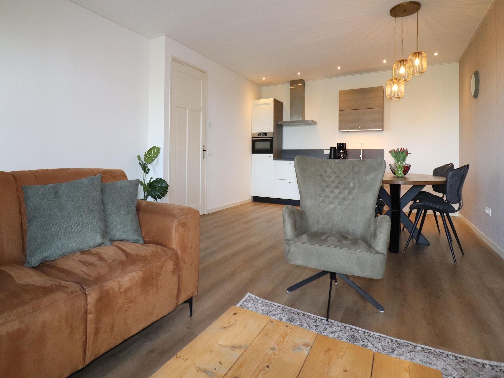 De woonkamer van Berkenhof appartment in Workum