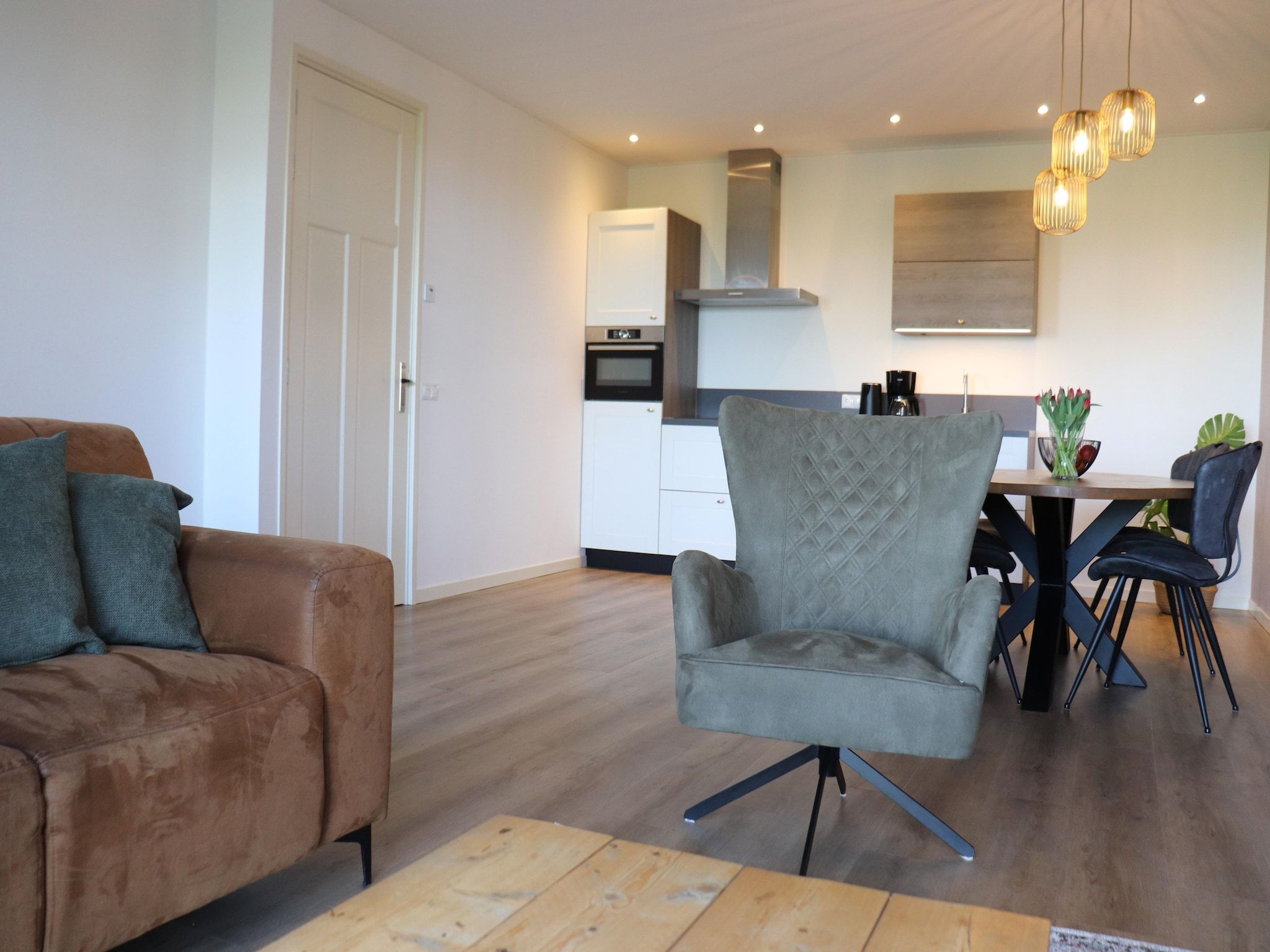 De woonkamer van Berkenhof appartment in Workum