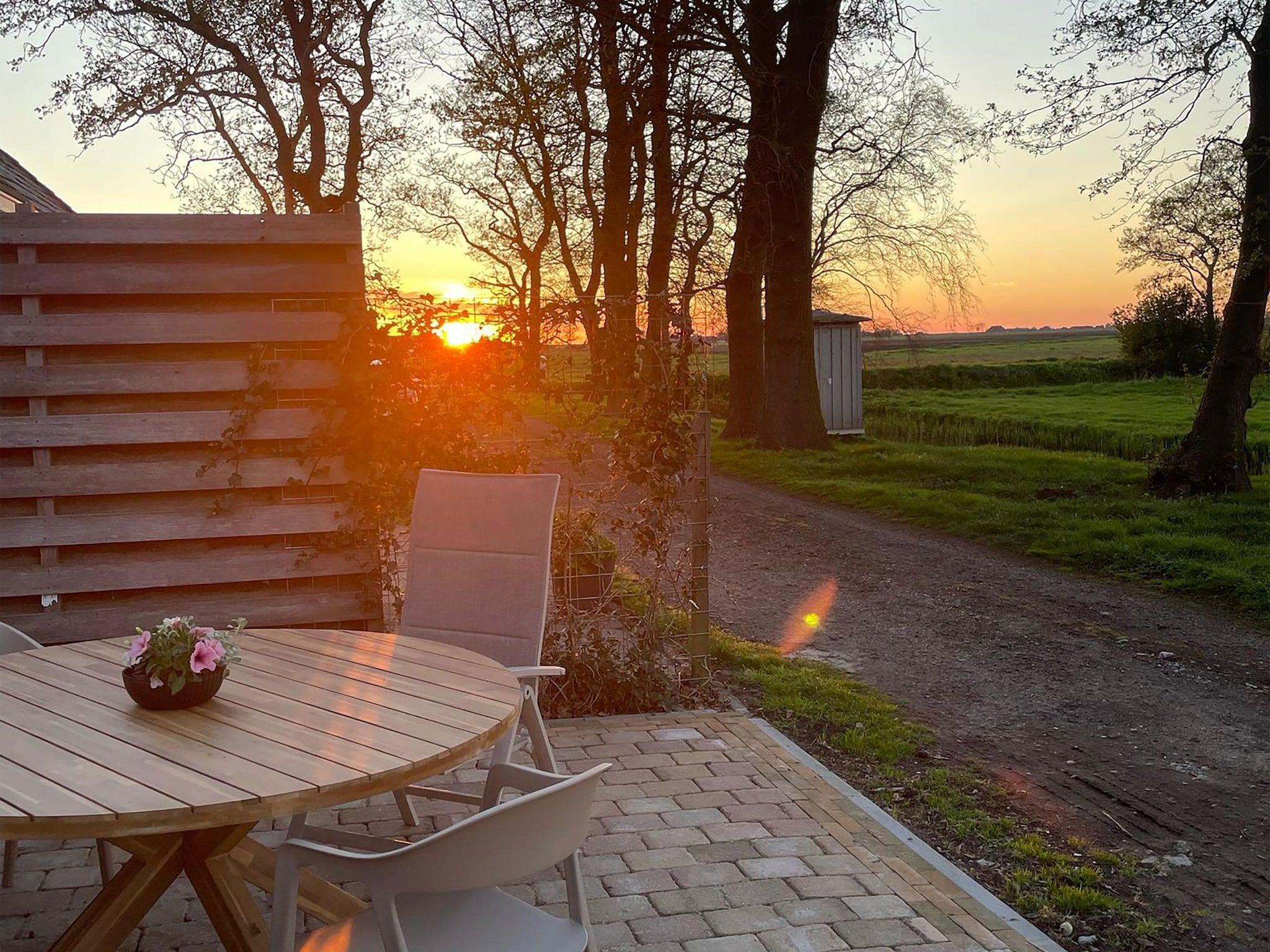 Het terras van Berkenhof appartment in Workum