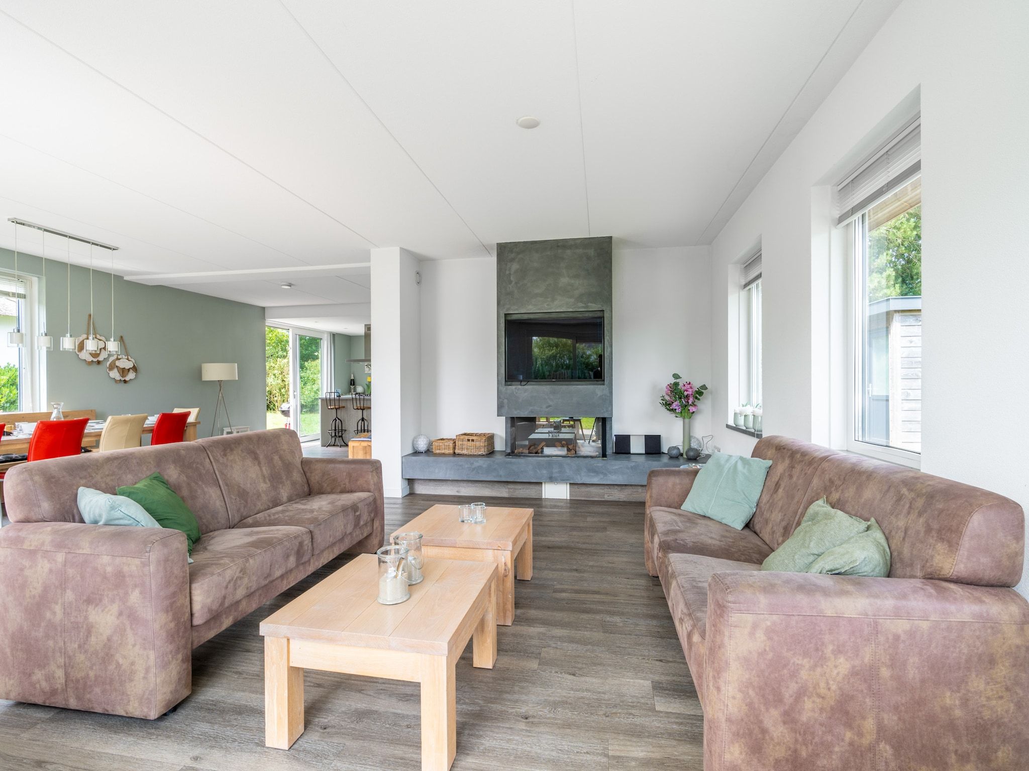 De woonkamer van Hoogelandt 106F in De Koog