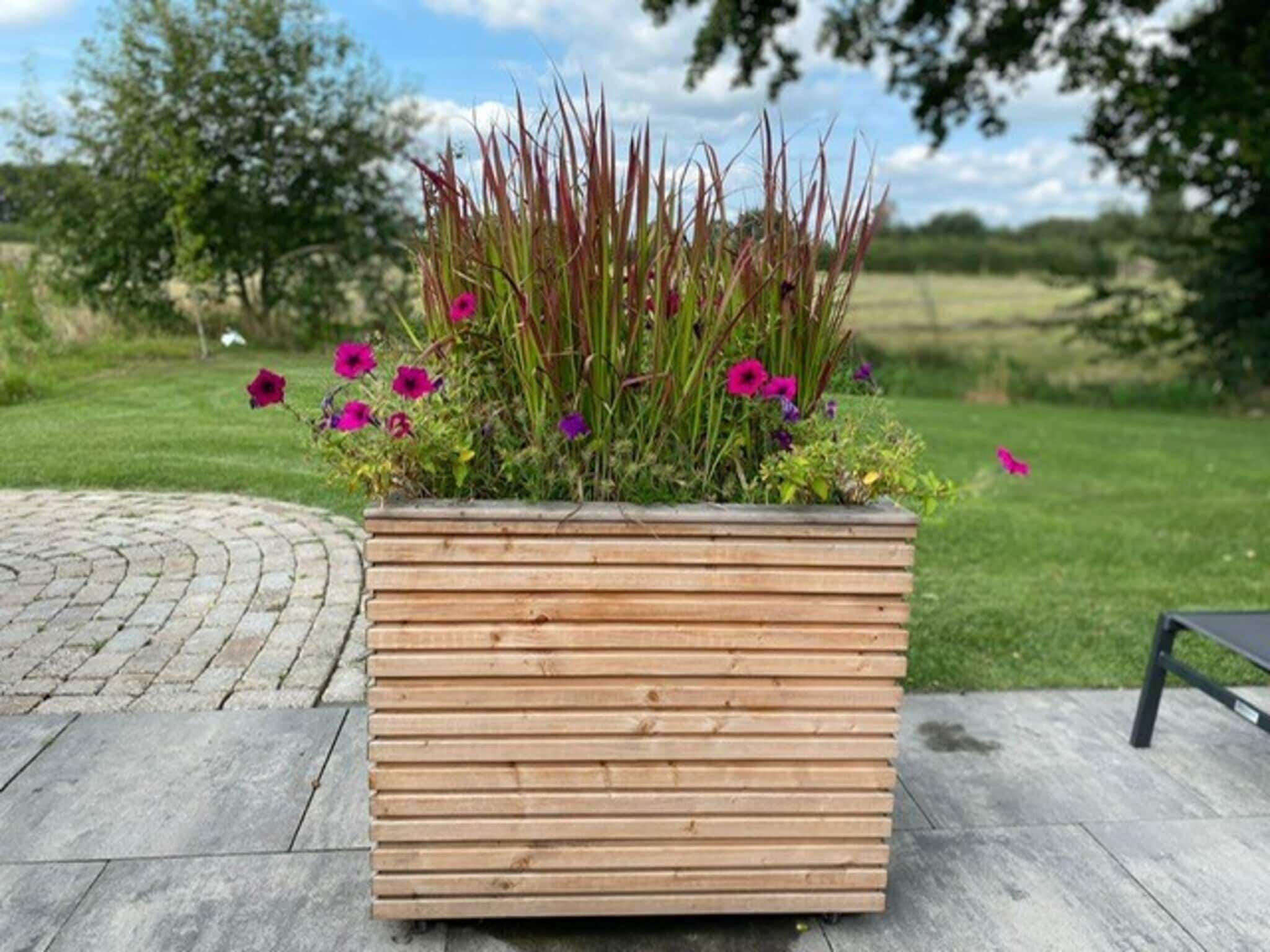 De tuin van Wellnesslodge Specht 2p in Dalerveen