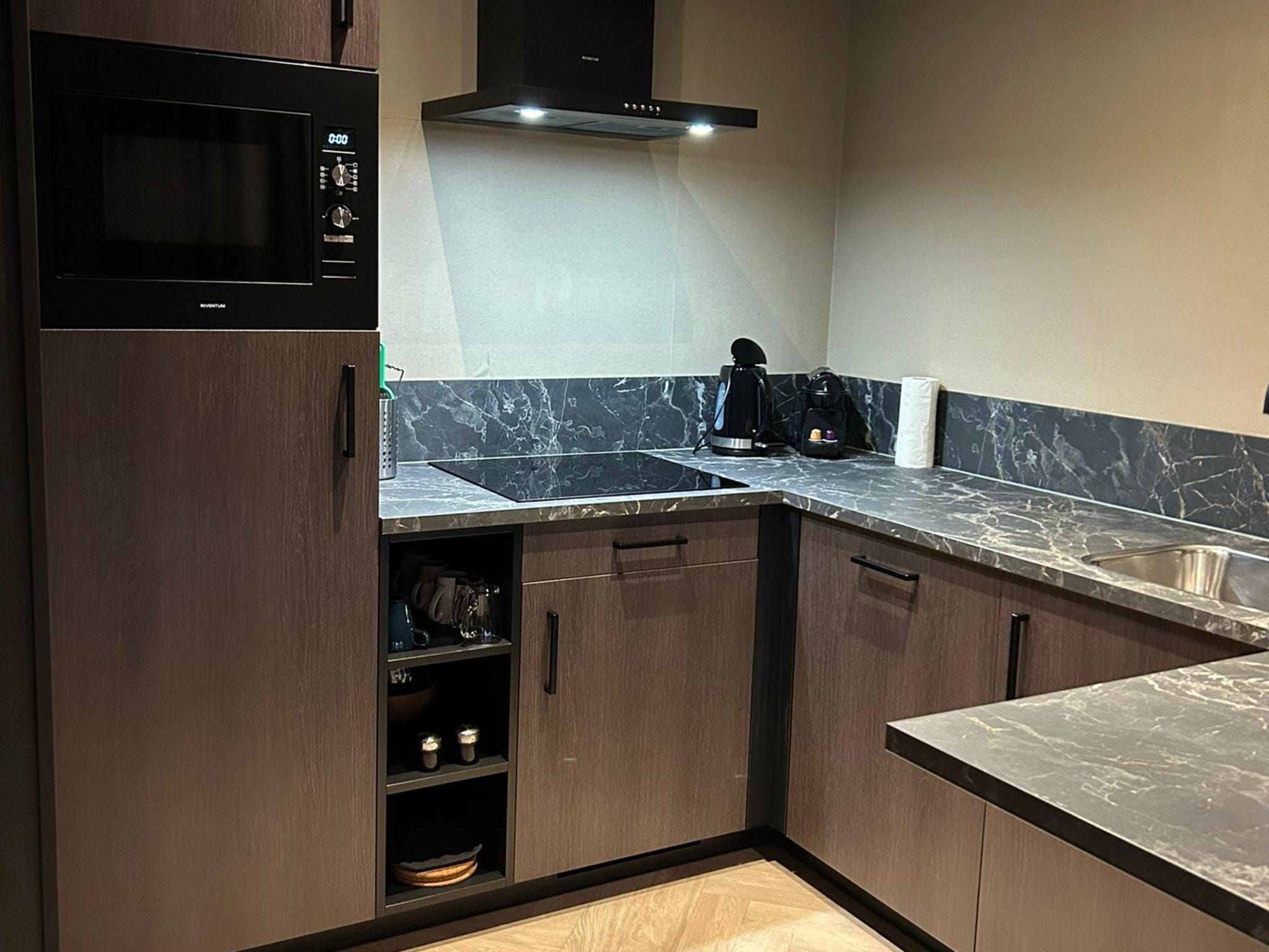 De keuken van Wellnesslodge Specht 2p in Dalerveen