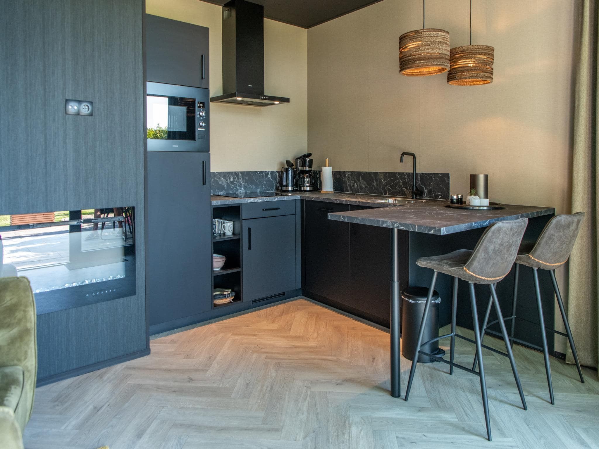 De keuken van Wellnesslodge Specht 2p in Dalerveen