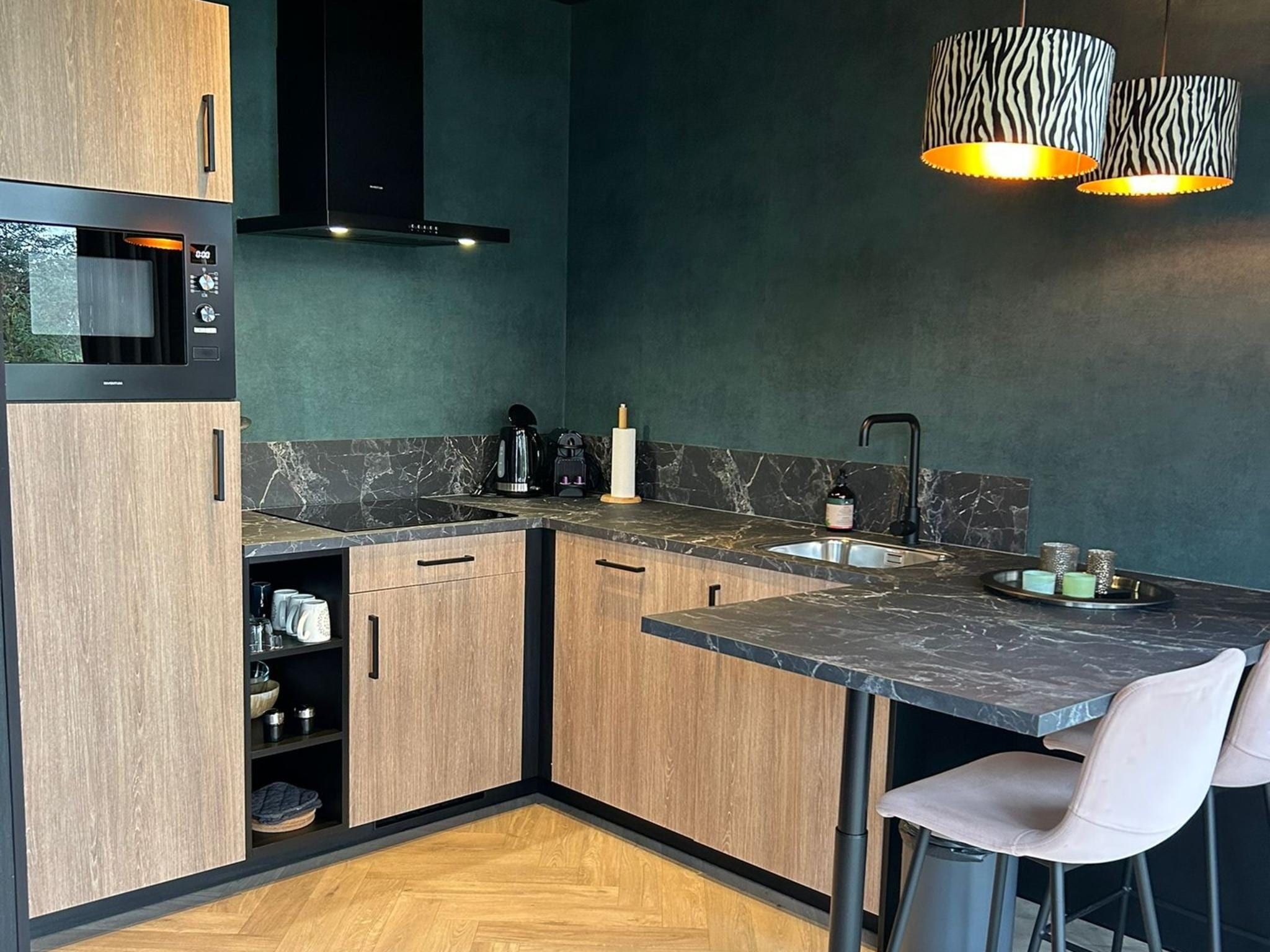 De keuken van Wellnesslodge Merel 2p in Dalerveen