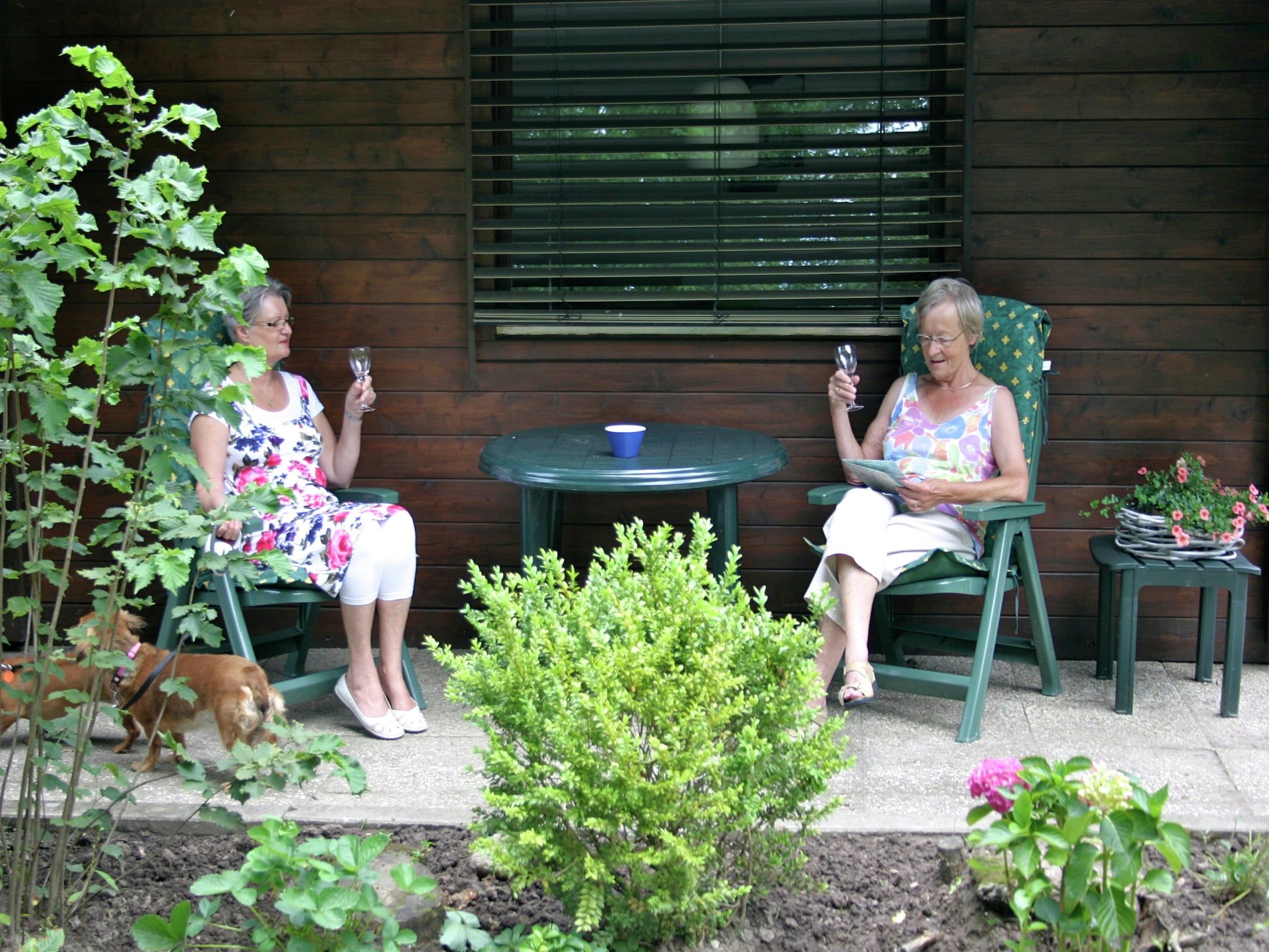 Het terras van Chaletpark Kuiperberg 1 in Ootmarsum