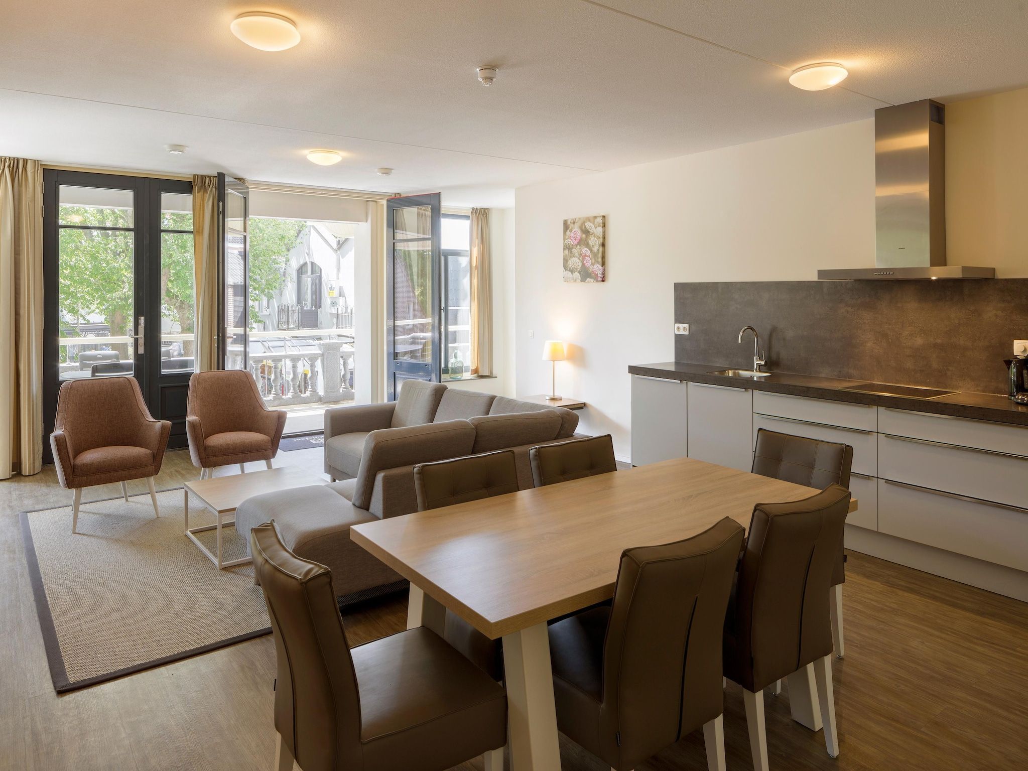 De woonkamer van Résidence Wijngaerde 9 in Domburg