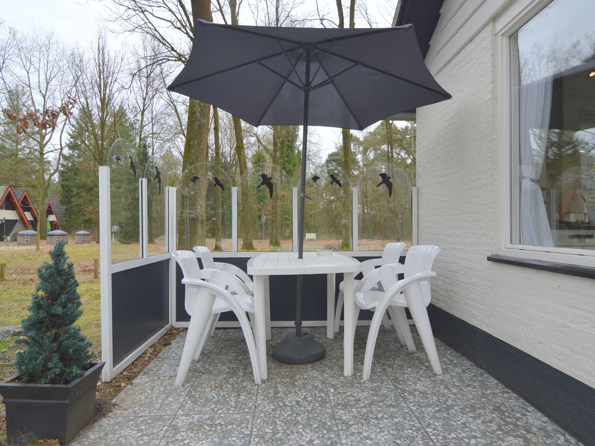 Het terras van Bungalow nummer 1 in Stramproy