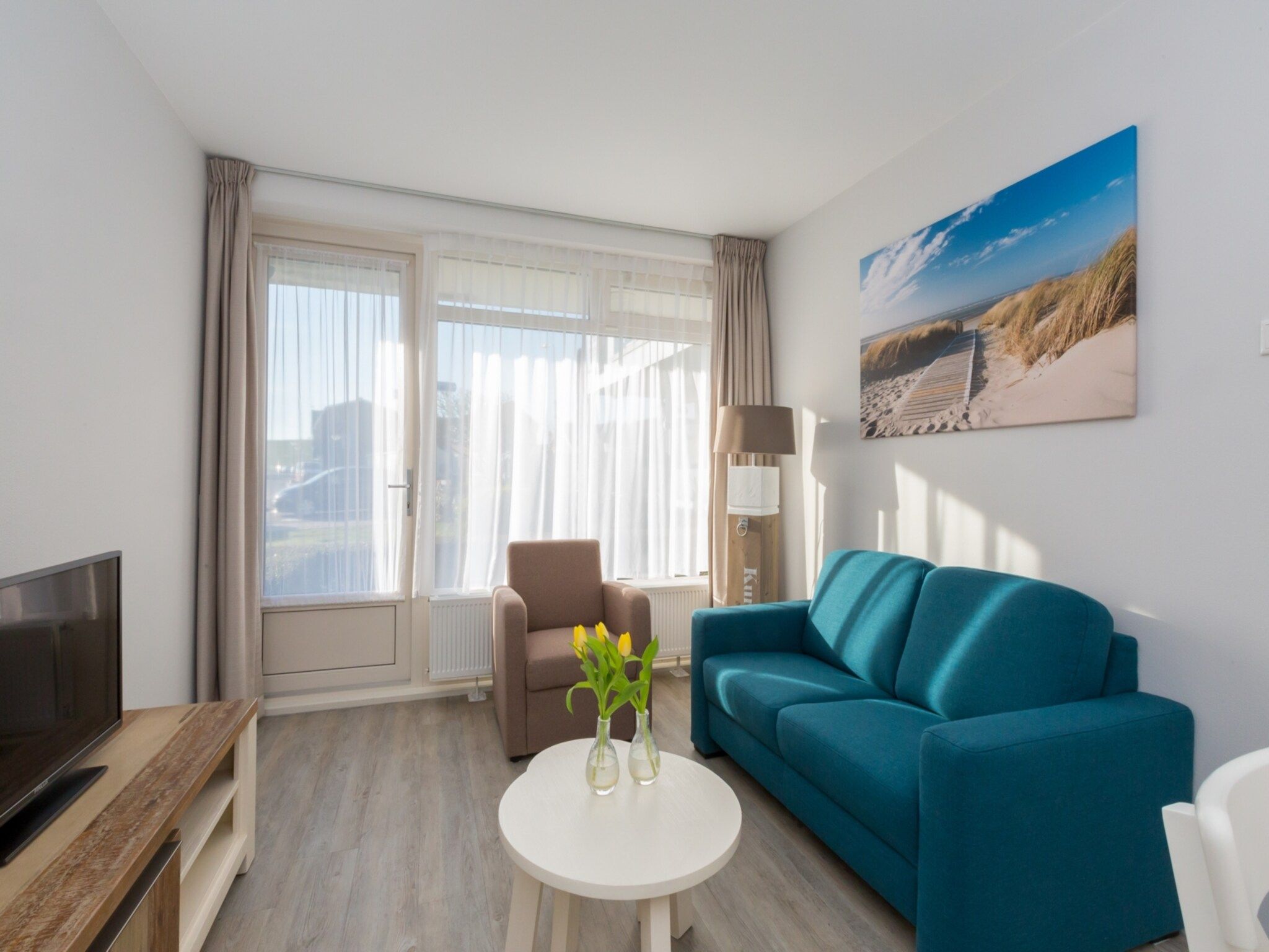 De woonkamer van Kurhaus- appartement 5 Zoutelande in Zoutelande