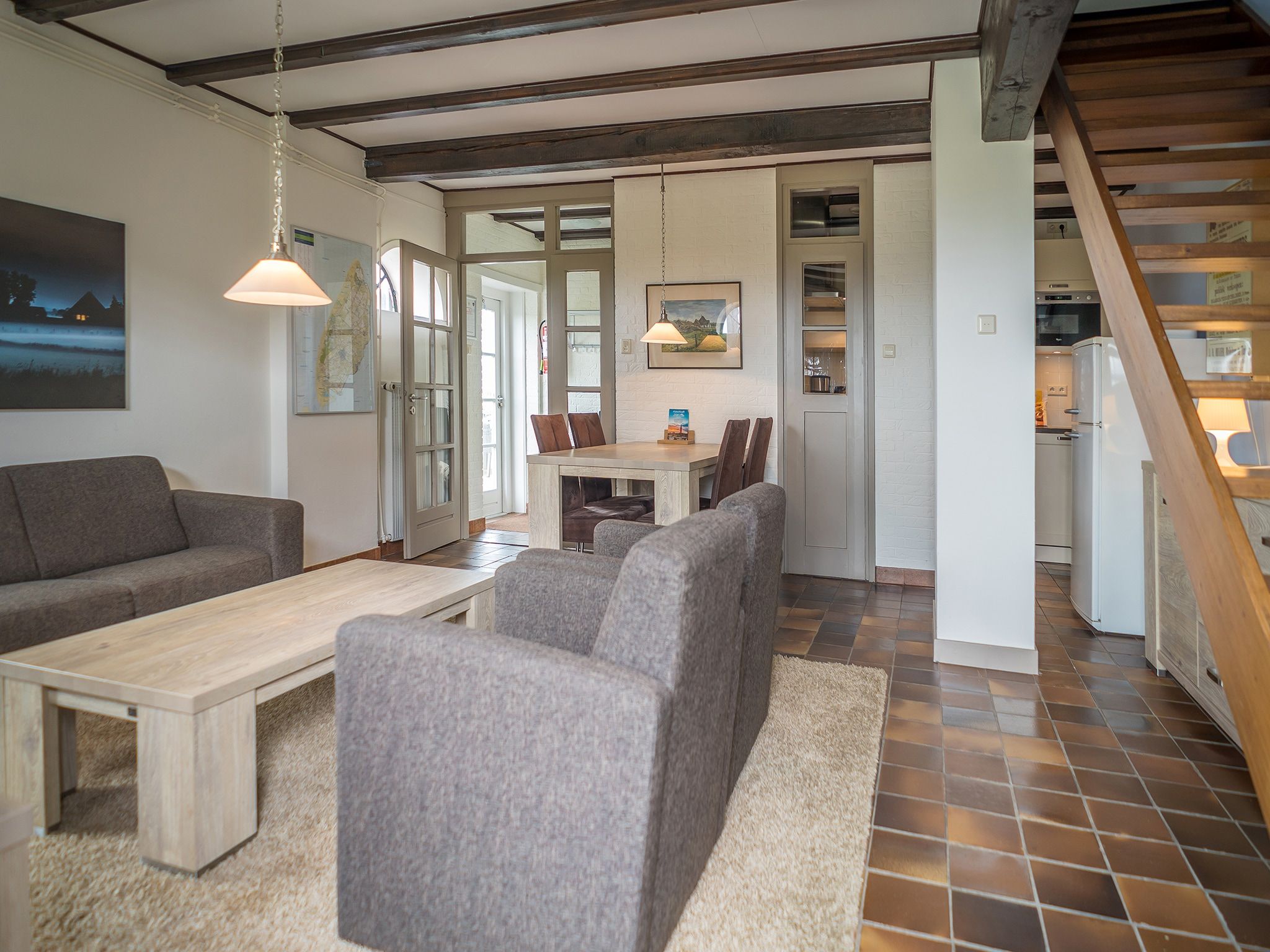 De woonkamer van App Hoeve Holland T4 in De Cocksdorp Texel