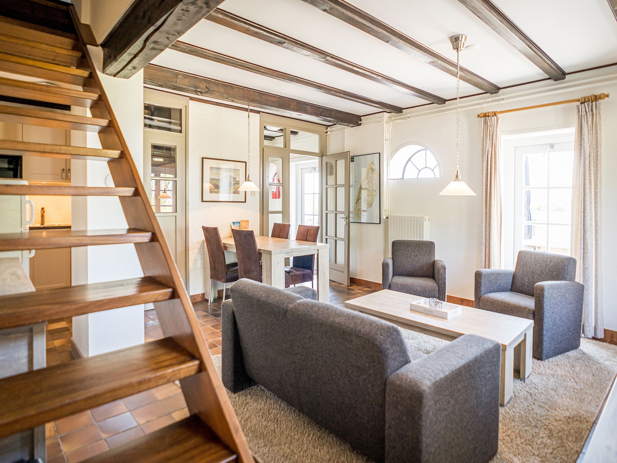 De woonkamer van App Hoeve Holland T3 in De Cocksdorp Texel