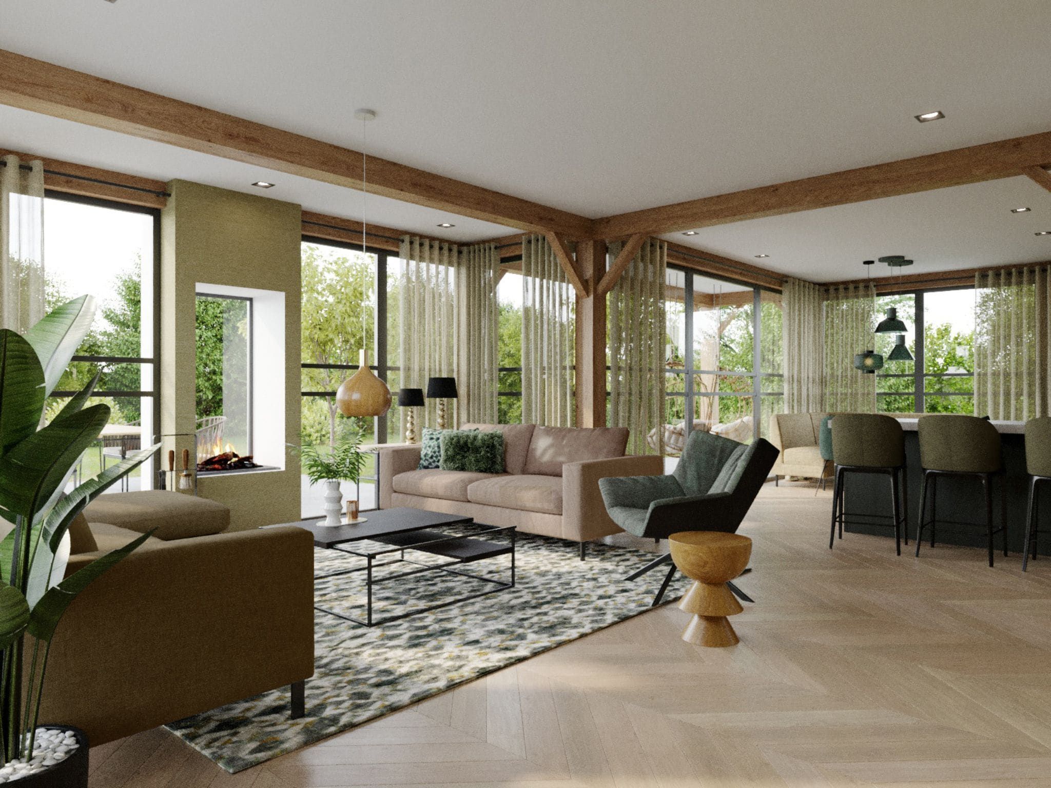 De woonkamer van Buytenveldt H2 in De Cocksdorp Texel