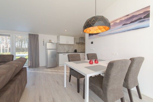 Woonkamer - Modern Chalet bij bos in Zeeland in Wemeldinge (5)