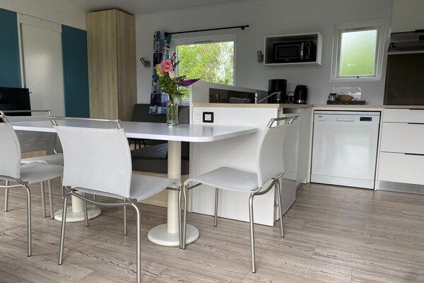 Eetkamer - Chalet in Friesland bij natuurgebieden in De Veenhoop (3)