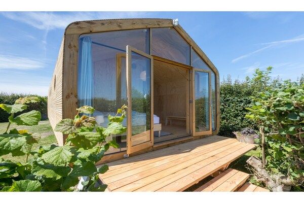 Terras - Tiny House bij de Oranjezon Duinen in Vrouwenpolder (2)