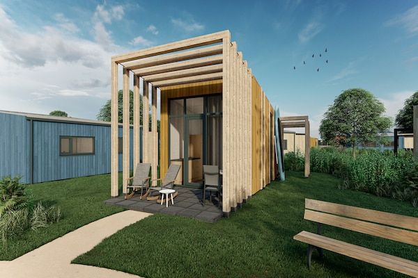 Buitenkant - Tiny House in Arcen met Kano bij Meer in Arcen (1)