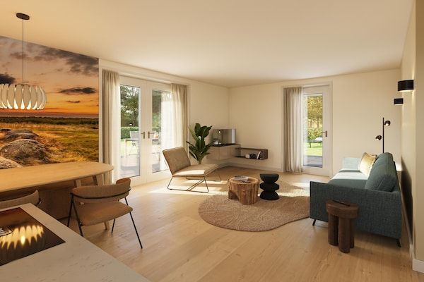 Woonkamer - Luxe vakantiehuis met wellness in TA Gasselte (1)