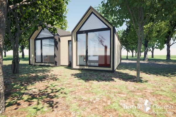 Buitenkant - 6-persoons lodge aan de visvijver in Balkbrug (1)